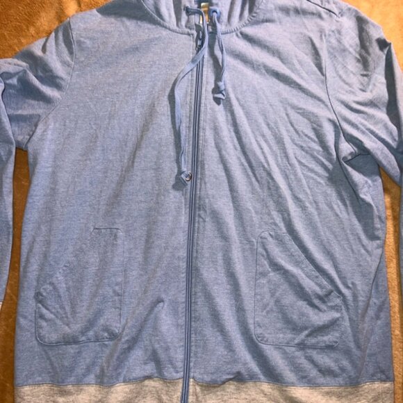 Bedford Fair Women XL Blue Gray Zipper Front Pocket Hoodie Light Jacket‎ (T) - Picture 2 of 7